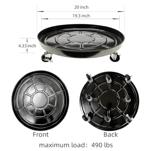 Choclaif Plant Caddy with Wheels, 2 Pack Black Heavy Duty Plant Stand with Universal Wheels, Round Pot Trolley for Indoor (20) - size: 20