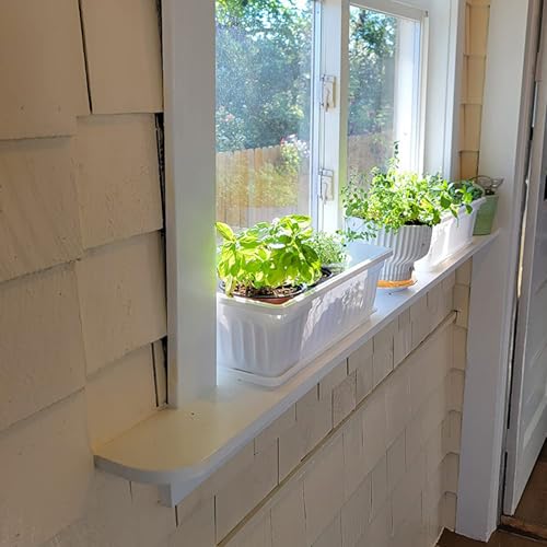 JOIKIT 6 Packs 17 Inch White Plastic Flower Window Boxes Planters with Drainage Holes & Tray, Rectangular Long Vegetable Flower Windowsill Box Planter Pot with Plant Label for Garden Patio Balcony - color: White