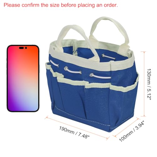 HARFINGTON Garden Tool Bag 7.5" x 4" x 5" Large Oxford Waterproof with Pockets Garden Tote Bag Gardening Plant Tool Organizer Storage Carrier Store for Outdoor Women Men, Light Blue - color: Light Blue