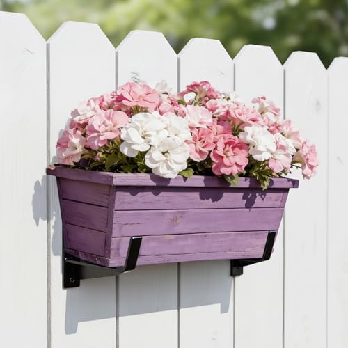 Thrivinest Window Box Brackets, 6 inch Flower Planter Box Brackets, Heavy Duty Metal Flower Box Wall Mounting Hooks for Railings, Garden, Balcony, Fences, Black(2 Pack) - size: 2 Pack