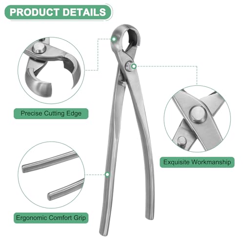 M METERXITY Bonsai Tool - 8.3 Inch Stainless Steel Knob Cutter, Bonsai Tree Plants Modeling Tools, Applying to Gardening Pruning Knobs/Tumors (210mm, Silver) - size: 8.3"