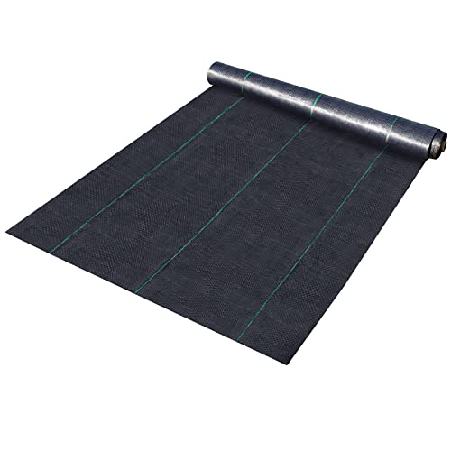 Happybuy Weed Barrier Landscape Fabric, 6 x 250 ft, 4.1 Oz Premium Woven Ground Cover, Heavy Duty PP Material & Easy Setup, Weed Control for Outdoor Garden, Lawn, Driveway, Black - size: 6FTx250FT-4.1OZ