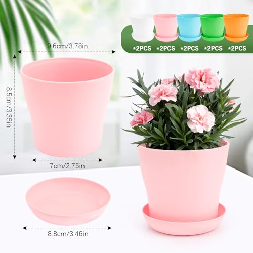 4 Inch Plant Pots 10 Pcs Small Flower Pots For Indoor Plant Pots Succulent Pots Small Plant Pots With Drainage Planters For Indoor Plants Nursery Pots Plastic Pots For Plants Herb Planter 5 Colors - color: 5 Colors Set 1, size: 10 pcs