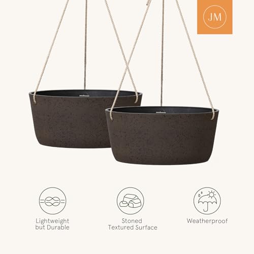 La Jolie Maison Large Hanging Planters for Outdoor Plants, Set of 2 12 Inch - color: New Iron