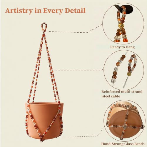 Glass Beaded Plant Hanger, Short Plant Hanger Indoor & Outdoor