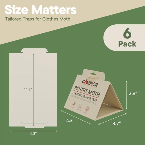Pantry Moth Traps with Pheromones (6 Pack) – Non‑Toxic, Odor‑Free Sticky Glue Traps for Pantry Moth Treatment & Prevention, Targets Web‑Spinning Food Moths, for Kitchens & Food Storage - size: 6-pk Pantry