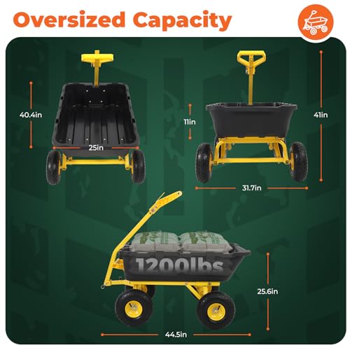 Sekey Garden Dump Cart, 1400 lb Capacity, Towable, 10 in Tires - color: Black, size: 1400lbs
