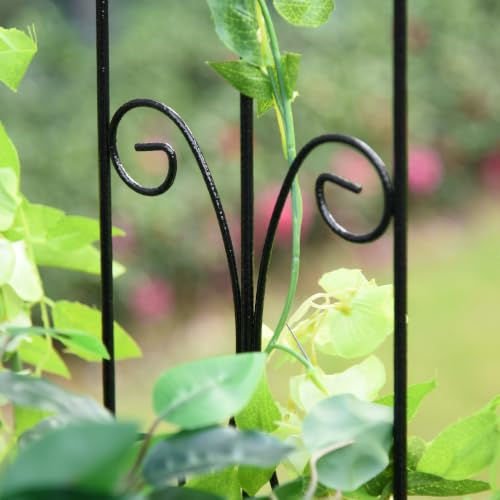 Outsunny 86" Garden Arbor Arch Gate with Trellis Sides for Climbing Plants, Wedding Ceremony Decorations, Grape Vines with Locking Doors, Planter Baskets, Flourishes & Arrow Tips, Black