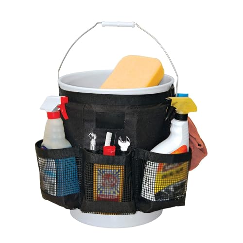 Karlak Fishing Bucket Organizer for 5 Gallon Bucket Ice Fishing Bucket Organizer Tackle Bag with Multi-Pockets for Car Washing, Fishing, Garden