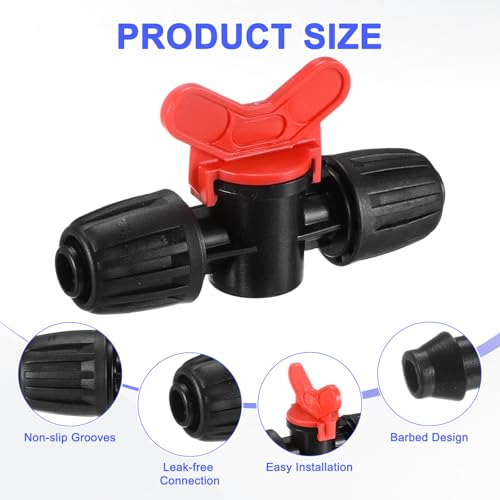 M METERXITY 6-Pack Drip Irrigation Valve 1/2" Plastic, Black Red - color: Black/Red