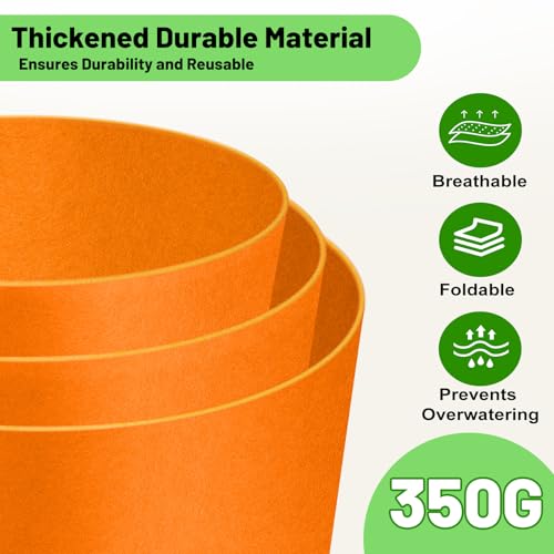 7 Gallon Fabric Grow Bags 5-Pack, 350G Heavy Duty NonWoven Fabric Pots with Handles, Breathable Grow Planter for Vegetables Flowers Indoor Outdoor Gardening - size: 7 Gallon
