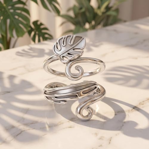 Namifin Crochet Ring for Fingure Adjustable Crochet Tension Ring Yarn Tension Rings Easy Crocheting Crochet Accessories Mother Grandma Thanksgiving Presents - color: 2 PK Leaf