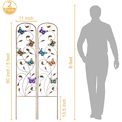 2 Pack Metal Garden Trellis for Climbing Plants - style: Butterfly