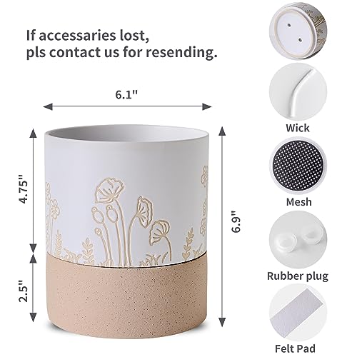 Nihow Self Watering Pots for Indoor Plants,6 Inch,White & Nature - color: Nature & White, size: 6" Self Watering