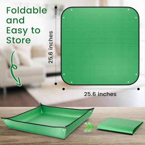 Repotting Mat for Indoor Plant Transplanting and Mess Control, 26'' x 26'' Waterproof Potting Succulent Tray Portable Gardening Mat Gift for Plant Lovers