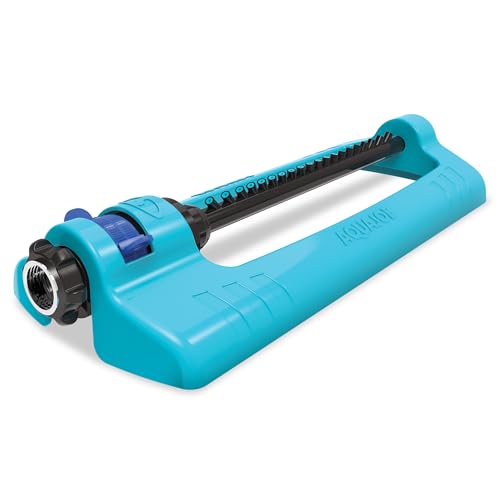 Aqua Joe Oscillating Sprinkler with Metal Ground Spike, Adjustable Spray Position Irrigator for 4400 Sq Ft Coverage Compatible with Garden Hoses