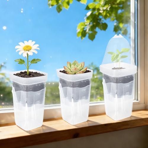 24 Pack 2.5" Self Watering Seed Starter Pots for Plant Propagation Cuttings - color: Transparent 24 Pack