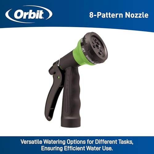 Orbit Coil Garden Hose, 25 ft, with 8-Pattern Nozzle, Green - 26380 - color: Green, size: 25 ft