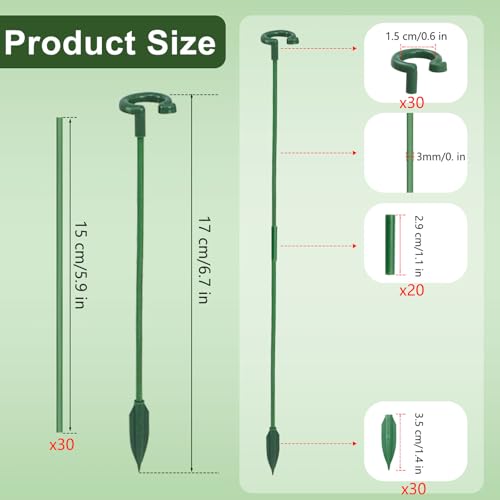 Pack of 30 Small Plant Stakes for Indoor Plants 6.7 Inches - size: C Set(6.7 in)