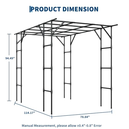 Garvee Metal Garden Arch Trellis for Climbing Plants Outdoor - color: Black-94"L*78"W*114"H
