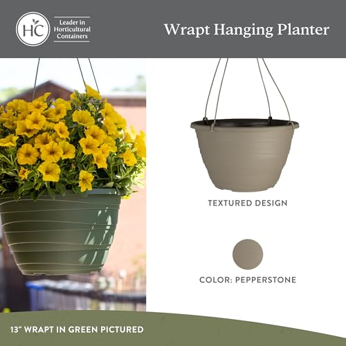 The HC Companies Wrapt Hanging Planter, 13 Inch, Pepperstone, 2-Pack - color: Pepperstone, size: 13", style: Pack of 2