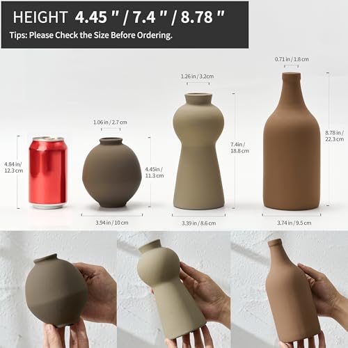 Ceramic Vase Set of 3, Nordic Minimalist Multicolor Vases Home Decor, Rustic Farmhouse Decor Pottery Vases for Bouquet Pampas Grass Dried Fresh Flowers, Living Room, Entryway Mantel, Kitchen, Bedroom - color: Multicolor ③- 3pcs