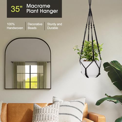 RIFNY Macrame Plant Hanger Indoor, Hanging Plant Holder, Black, 2 PCS - color: Black, size: 35 Inch 2pcs