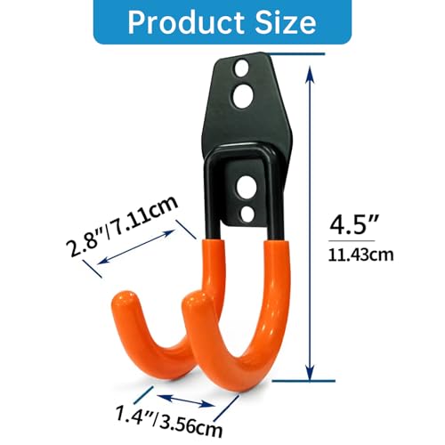 GeeWatom 2 Pack Garage Storage Utility Hooks,Garage Garden Tool Organizer,Steel Wall Mount Hooks, Garden Small U Hooks (Type O-Orange) - color: Type O-Orange