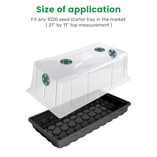 MIXC 10 Pack Humidity Dome 7" Tall Extra Strength, 1020 Growing Trays Cover, Propagation Seed Cloning Lid Vented for 10 x 20 Inch Flat Tray and Seed Starting Germination - color: Green, size: 10 Pack 7" Domes-Green
