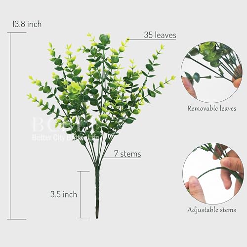 Artificial Flowers for Outdoors, 12 Bundles UV Resistant Realistic Faux Plants for Outside Porch Planter, Spring Summer Home Garden Decoration, Green - color: Green