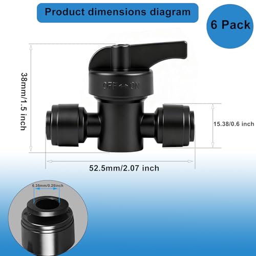 6 Pack 1/4" Inline Drip Irrigation Valves,Barbed Shut-Off Flow Control - size: 6 Pack 1/4 Shut Off Valve