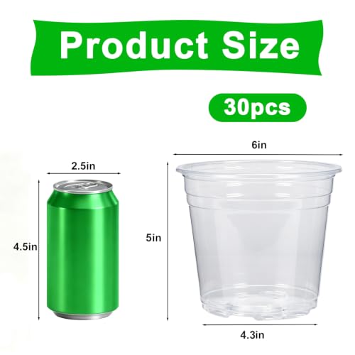 JERIA 30 Pack 6 Inch Clear Nursery Pots with Drainage Holes, Clear Plant Pot for Planting, Transparent Plastic Plant Pots,Durable Seed Starting Pot for Succulents - size: 6Inch-30Pack