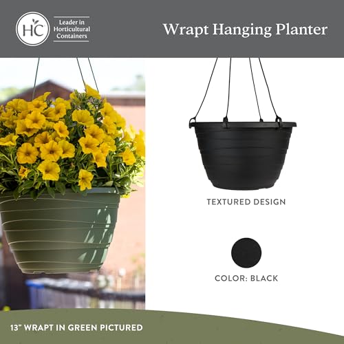 The HC Companies Wrapt Hanging Planter, 11 Inch, Black, 2-Pack - color: Black, size: 11", style: Pack of 2
