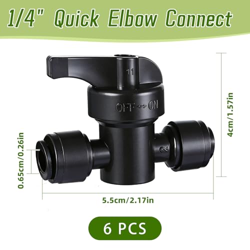 6 Pack Quick Connect 1/4" Drip Irrigation Shut Off Valve Fittings - size: 6PCS 1/4" Shut Off Valve