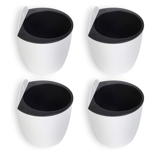 MyGift 7.5 Inch Wall Planters for Indoor Plants, White Plastic Hanging Self Watering Plant Pots, Flower Cactus Herbs Plant Container Wall Planter Set of 4 - size: 7.5 Inch, 4 Pack