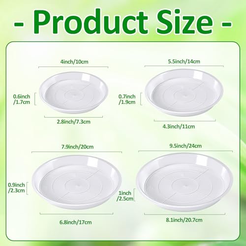 Augshy 18 Pack Plant Saucer, Clear Drip Trays for Potted Plants, 4 Sizes - color: Clear, size: 4/6/8/10 Inch