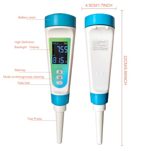 pH Meter for Home & Kitchen – Test Semi-Solid Foods, Wine, Water with Automatic Temperature Adjustment (ATC)