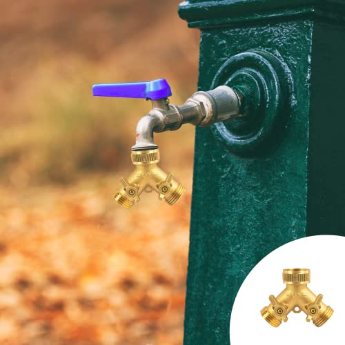 Hourleey Brass Garden Hose Splitter (2 Way), Solid Brass Hose Y Splitter 2 Valves with 2 Extra Rubber Washers (8 Pack) - size: 8 Pack - 2 Way