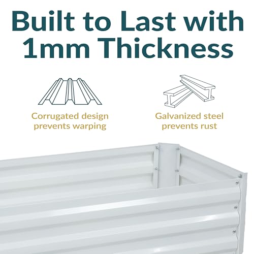 Sunnydaze Rectangle Galvanized Raised Garden Bed for Vegetables & Flowers - color: Ivory White