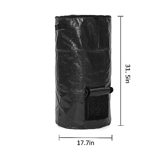 34 Gallon Garden Compost Bin Bag, Reusable Organic Fertilizer Fermented Bag with Lid,Collapsible Leaf Lawn Bags Gardening Container (Black) - color: Black, size: 34 gallon