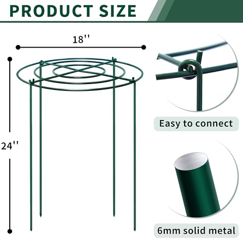 4pack Peony Cages and Supports, 18 x 24 Inch Four Legs Peony Cage, Heavy-Duty Peonies Support Cages, Peony Ring for Roses, Hydrangeas, Sage, Peonies, Cucumbers, Tomato - size: 18"X24"