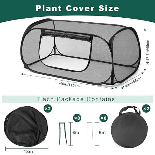 2-Pack Raised Garden Bed Covers, Pop-Up 30% Shade Mesh, 45 x 22 x 17.7 in - color: Black