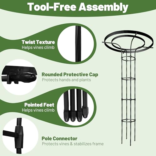 Umbrella Top Garden Trellis for Climbing Plants Outdoor, 5.7FT Tall Obelisk - color: Tall - 68.9" Height