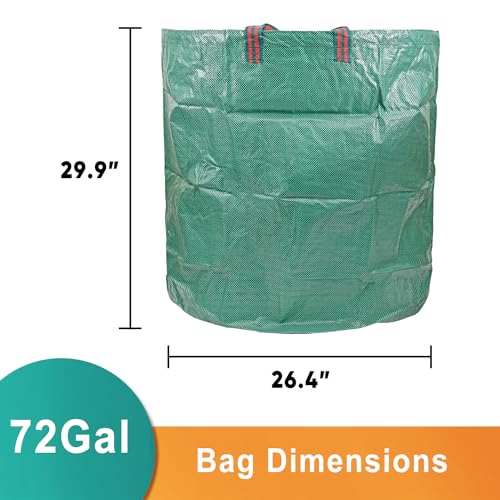 CAMPFIRE 3 Pack 72gallon Garden Waste Bags (H30, D26 Inches) With Handles, Heavy Duty Leaf Bags, Reusable Lawn Garden Bags And Yard Waste Bags, Suitable For Leaf Collectors