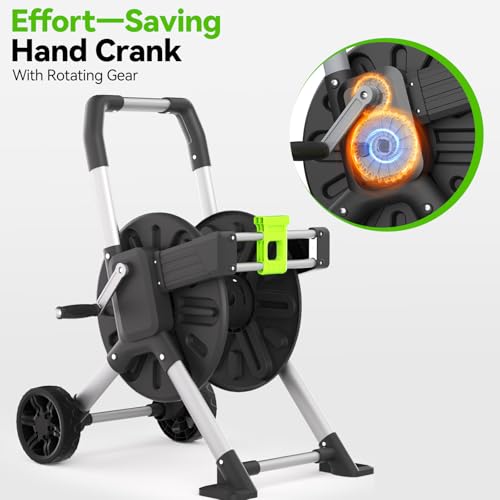 Upgrade Garden Hose Reel Cart, Holds 150 Ft 5/8" Hose With Wheels - size: 150 FT
