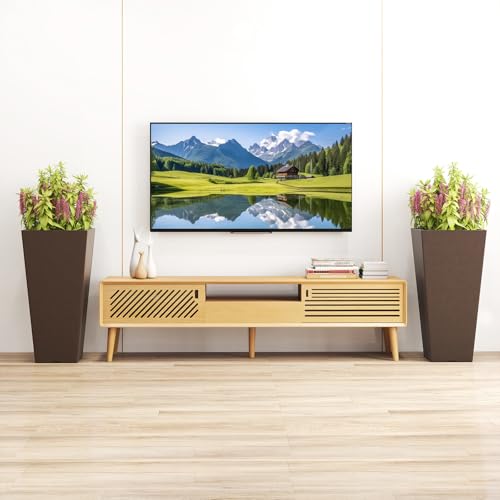 GIANTEX 22.5'' Square Taper Planter Set 2, Self-Watering Flower Pots, Brown - color: Brown, size: 11.5''x11.5''x22.5''