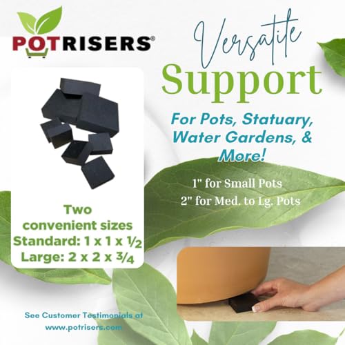 POTRISERS | Combo Pack 18 Pieces (12 Standard 1" + 6 Large 2") | Invisible Pot Feet & Plant Risers | Drainage & Airflow for Planters, Pots, Garden Decor | Patios, Decks, Gardens