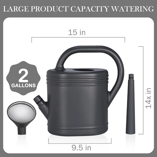 2 Gallon Watering Can for Indoor Plants, Garden Watering Cans for Outdoor Plant House Flower, Modern Plant Watering Can Large Long Spout with Sprinkler Head - color: Gray, size: 2 Gallon