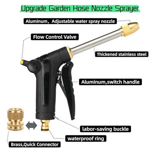 Upgraded Metal Garden Hose Nozzle - color: Black