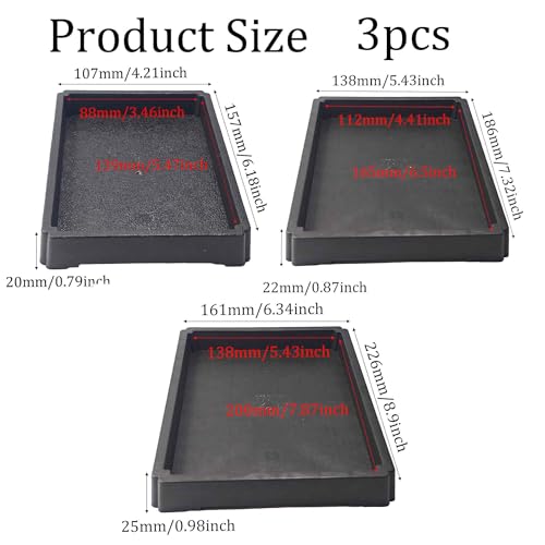 3PCS 6 7 9 Inch Black Plant Saucer Tray, Heavy Duty Resin Flower Pot Drip Tray, Water Catcher for Indoor Outdoor Planters and Seed Starting - size: 6 7 9 Inch